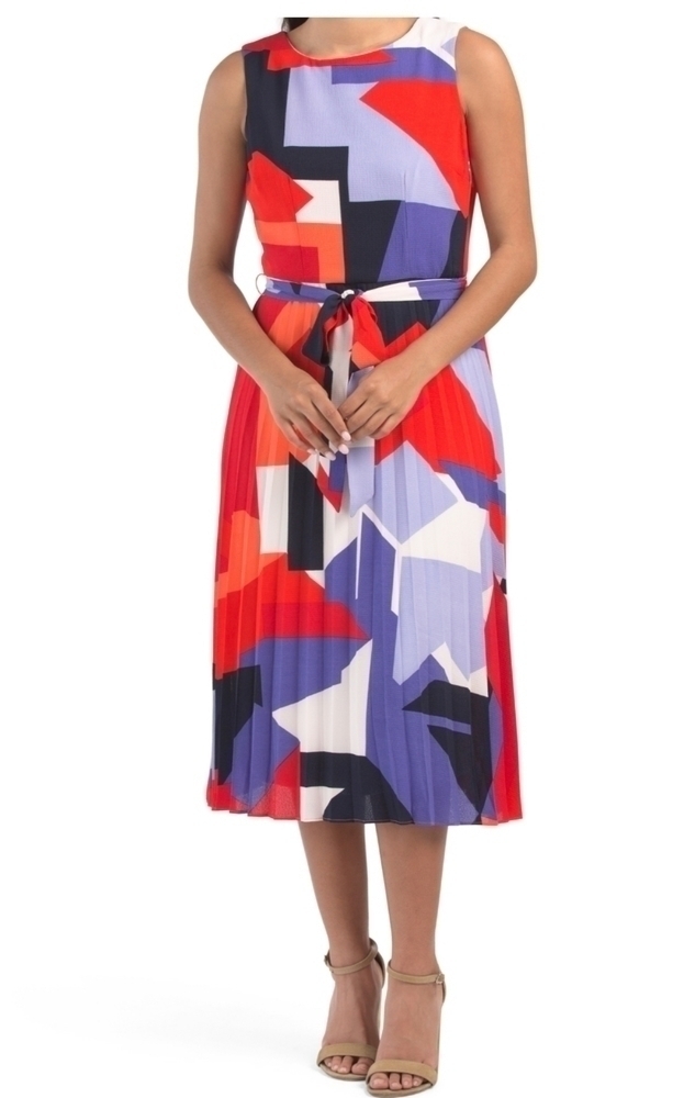 𝅺Donna Ricco Tie waist pleated Dress